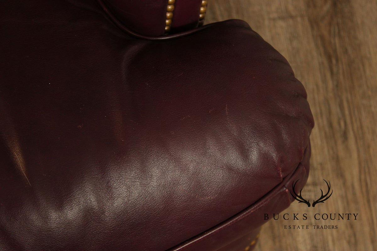 Hancock & Moore Burgundy Leather Nailhead Trim Sofa