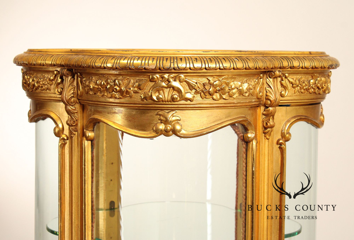 Rococo Style Giltwood Curio Cabinet With Glass Panels