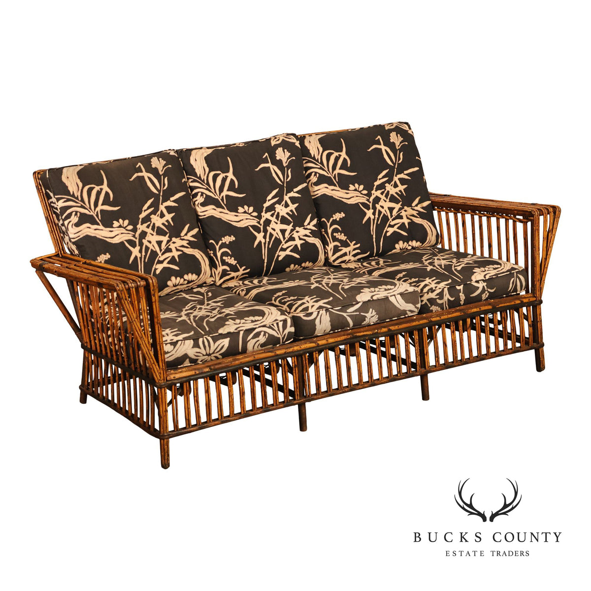 Antique Split Reed Rattan Sofa