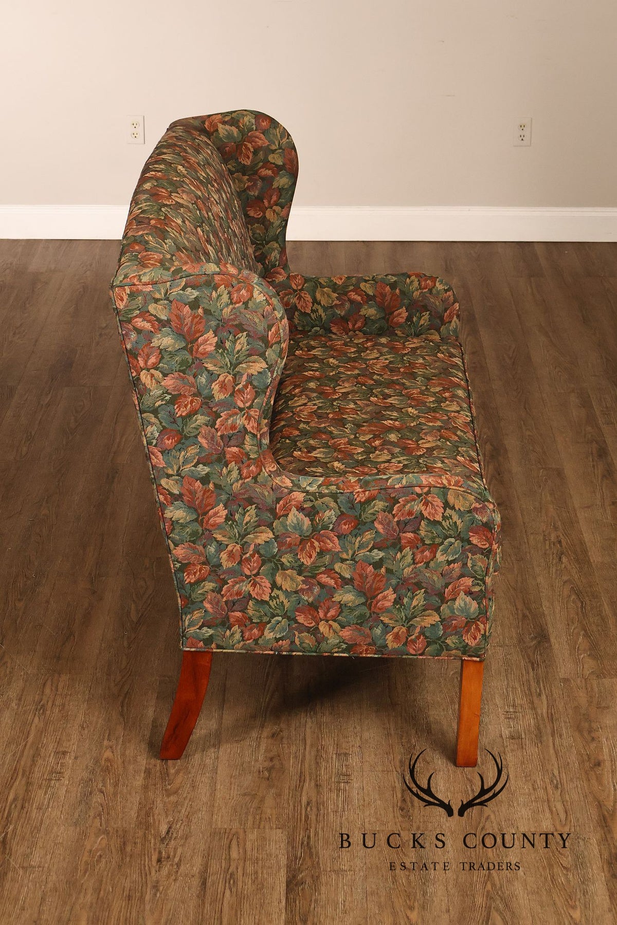 Traditional Upholstered Loveseat With Floral Fabric