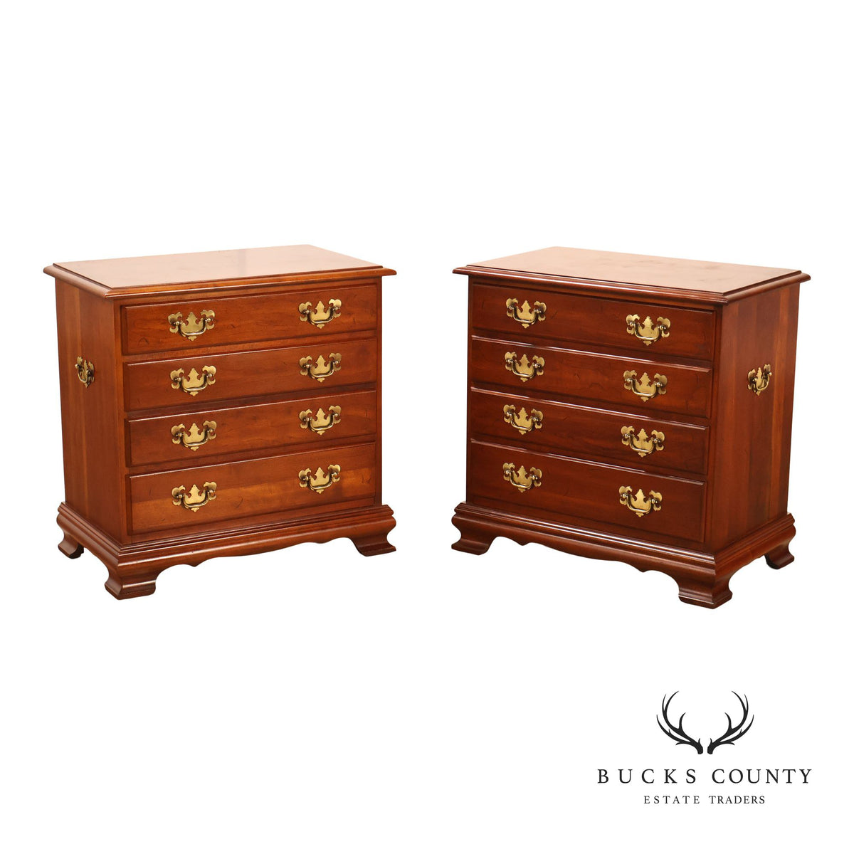 Traditional Pair Of Cherry Four Drawer Bachelor’s Chests