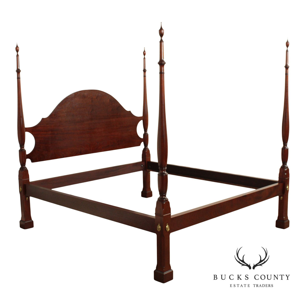 Custom Quality Federal Style Carved Mahogany California King Poster Bed Frame
