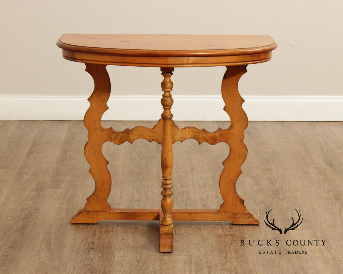 Spanish Baroque Style Pine Demilune Hall Table