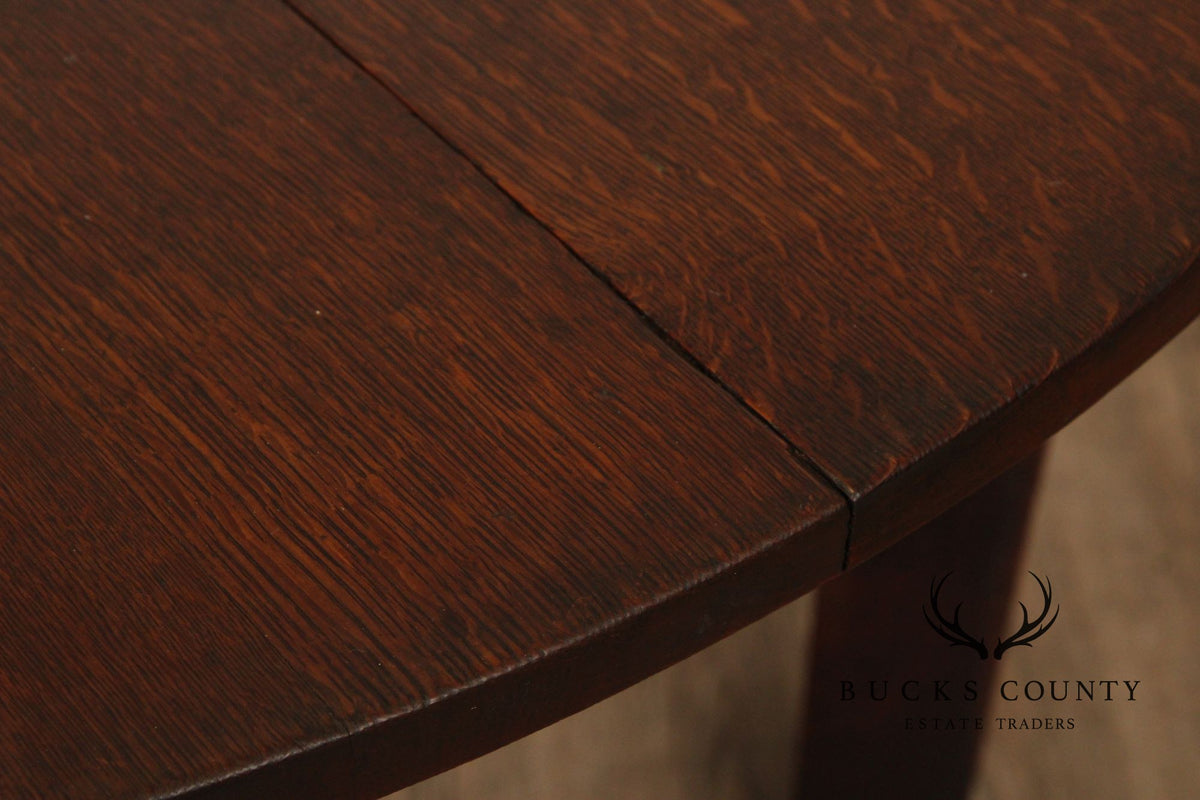 Gustav Stickley Antique Mission Oak Expandable Round Top Dining Table