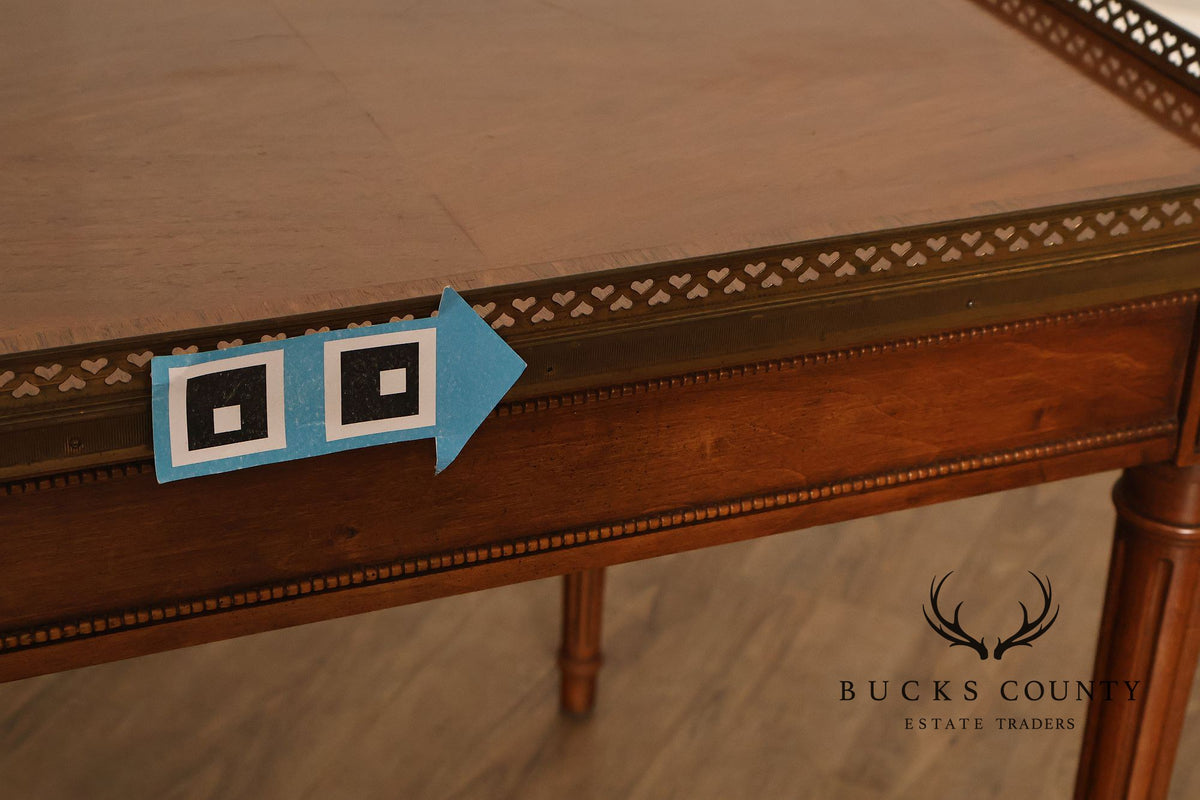 Title: Baker Furniture Louis XVI Style Mahogany Brass Gallery Side Table