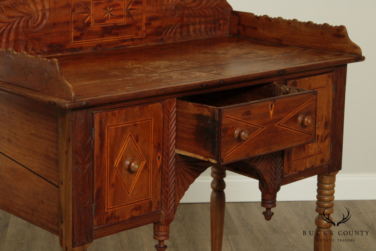 Caribbean or West Indies Antique Mahogany Inlaid Server