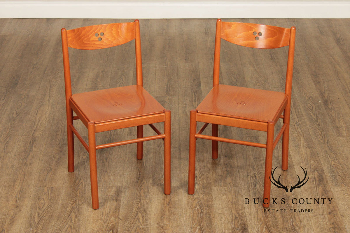 Calligaris Italian Modern Pair of Dining Side Chairs