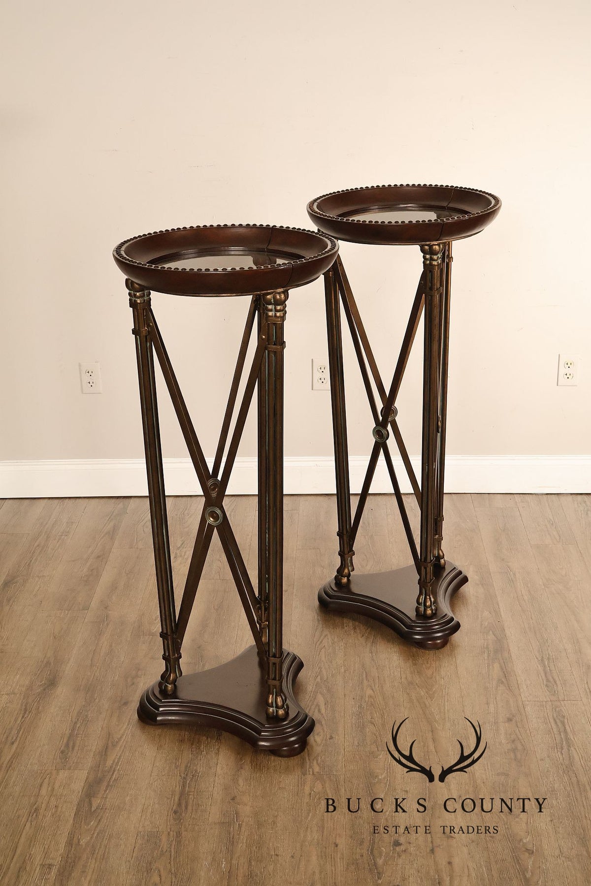 Regency Style Pair Of Mahogany Pedestal Plant Stands