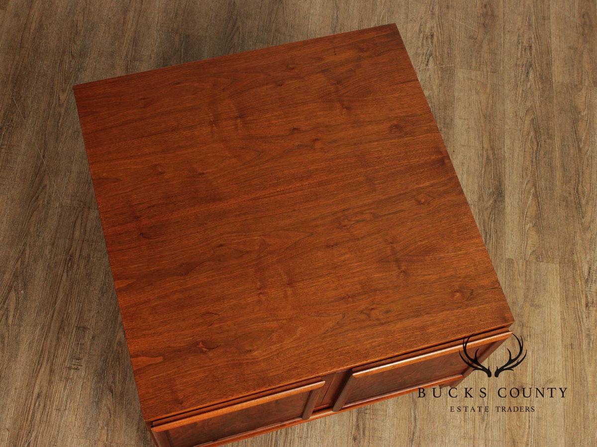 Brown Saltman Mid-Century Modern Walnut Cube Cabinet Coffee Table