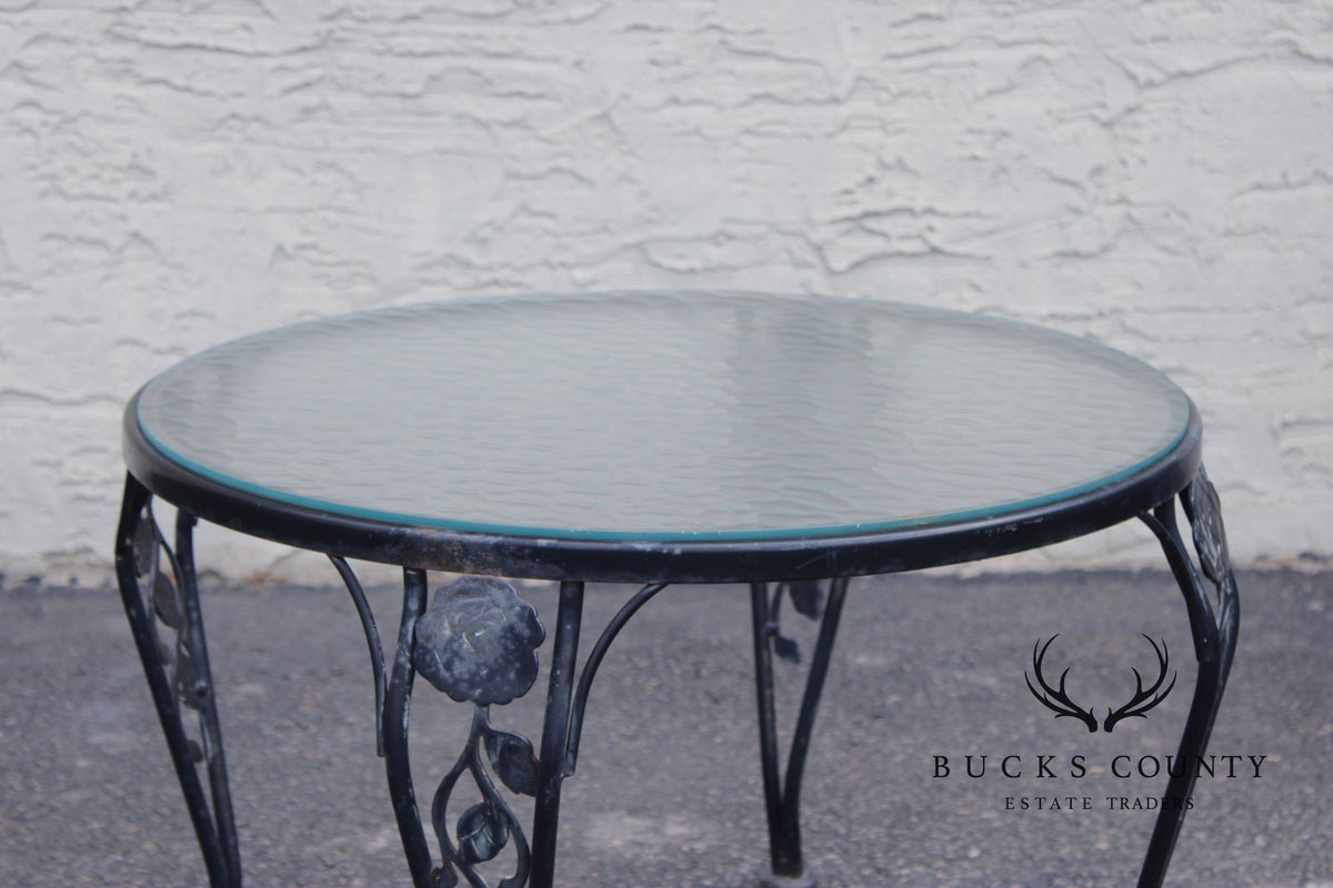 Woodard 'Chantilly Rose' Outdoor Round Glass Top Side Table