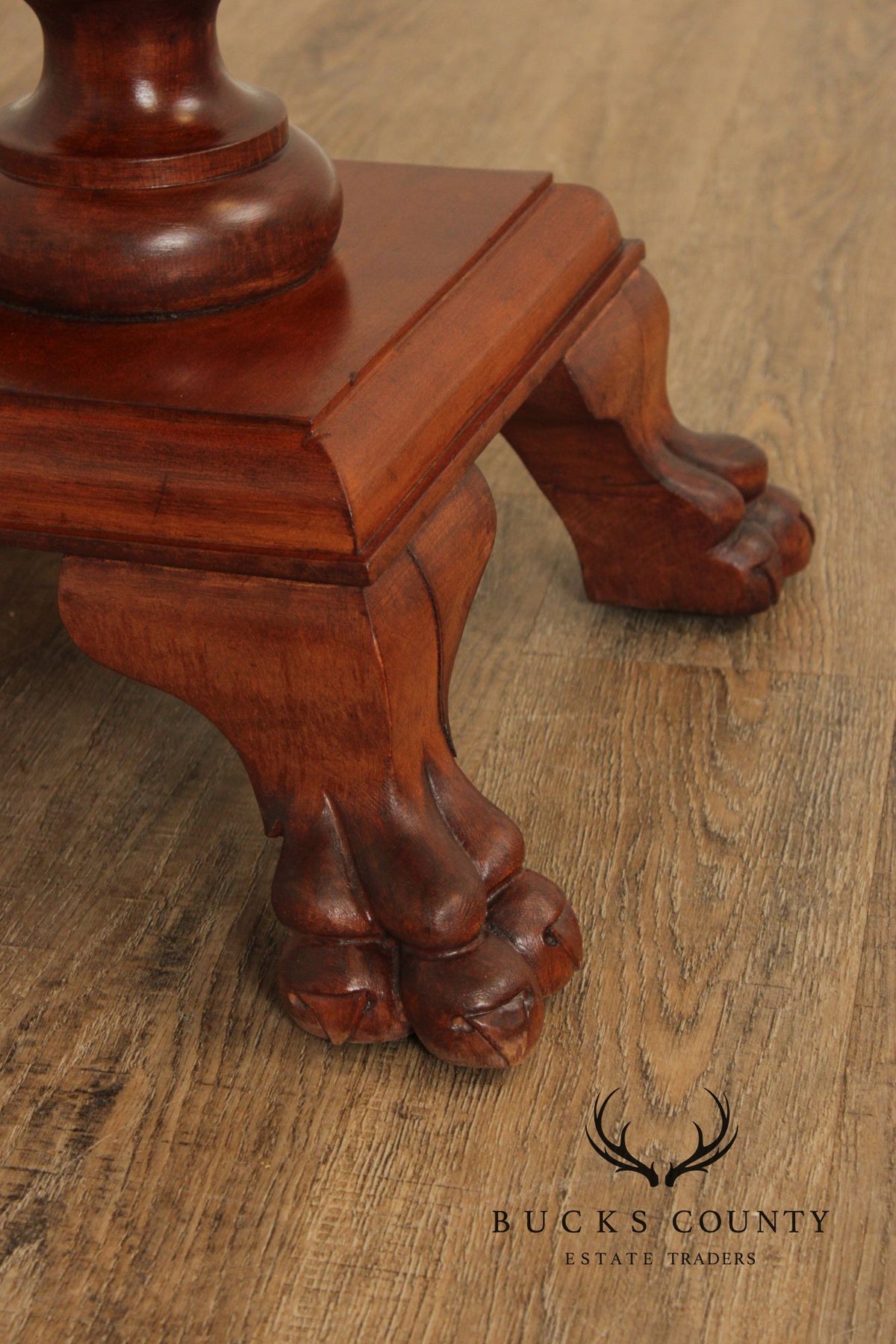 Traditional Mahogany Pedestal Plant Stand with Claw Feet