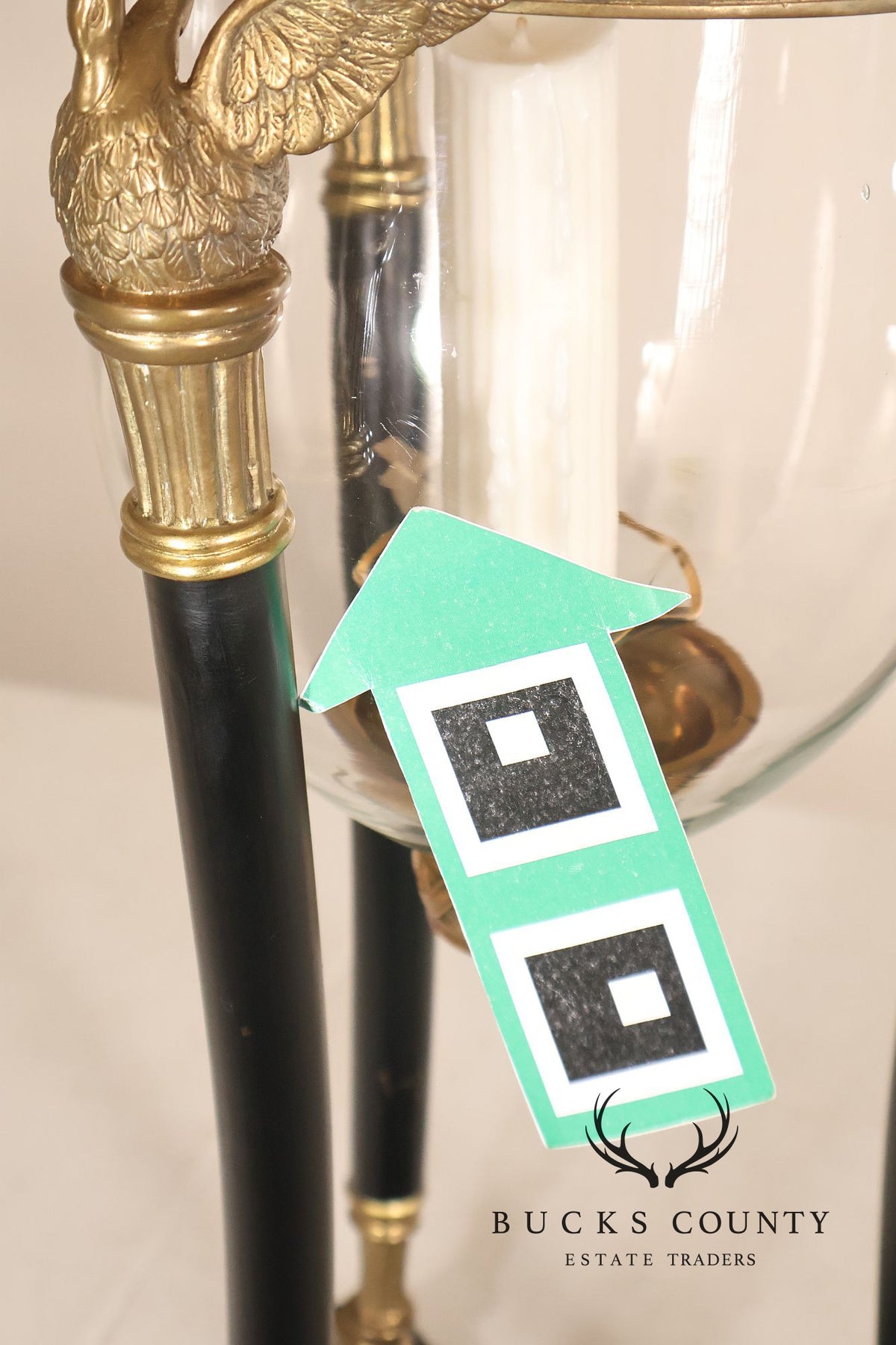 Empire Style Brass Swan And Marble Hurricane Candle Holder
