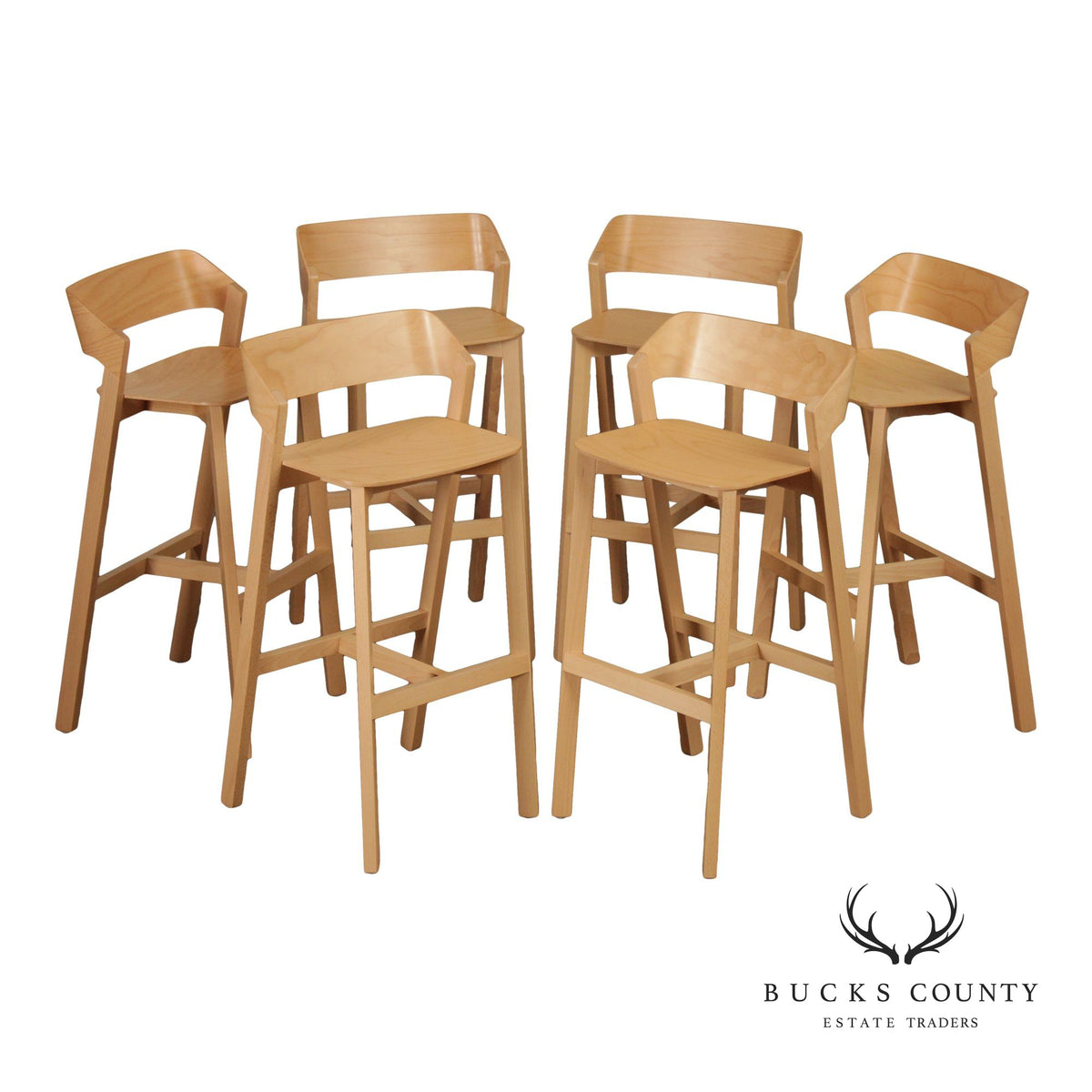 QUALITY BENTWOOD SET OF SIX MERANO BARSTOOLS BY TON