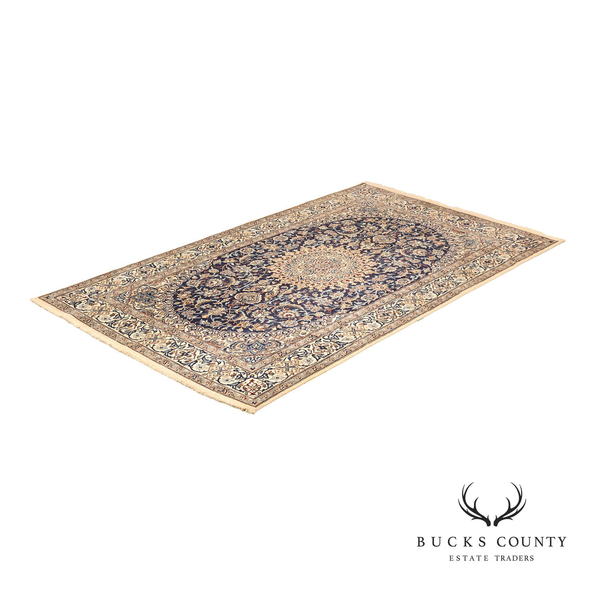 Handwoven Wool Curvilinear Medallion 6.4' x 10.75' Rug