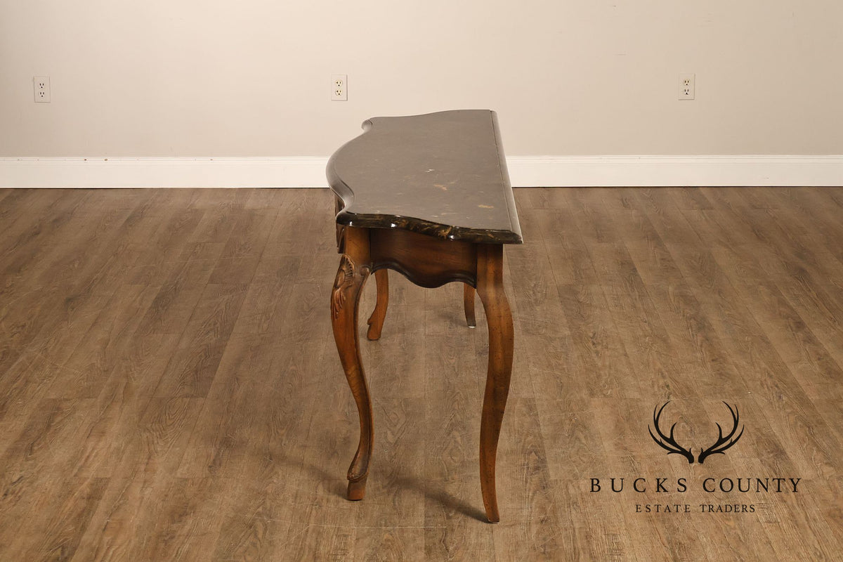 Italian Rococo Style Vintage Faux Marble Top Console