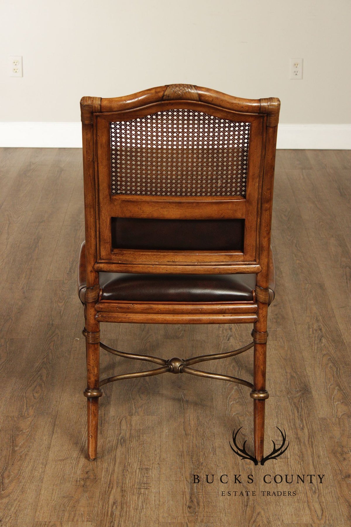 Drexel Heritage Coastal Style Round Glass Top Dining Table With Four Cane Back Chairs