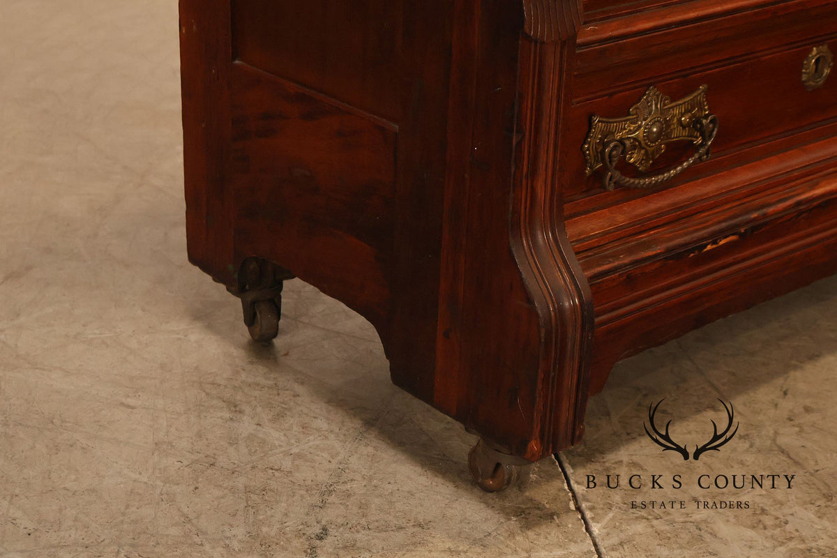 Antique Victorian Carved Walnut and Glass Bookcase