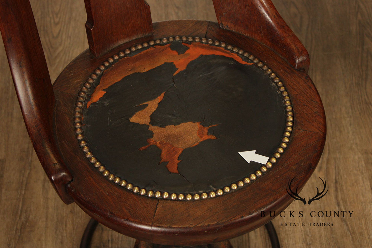 Antique Ship’s Table With Set Of Six Ship Chairs