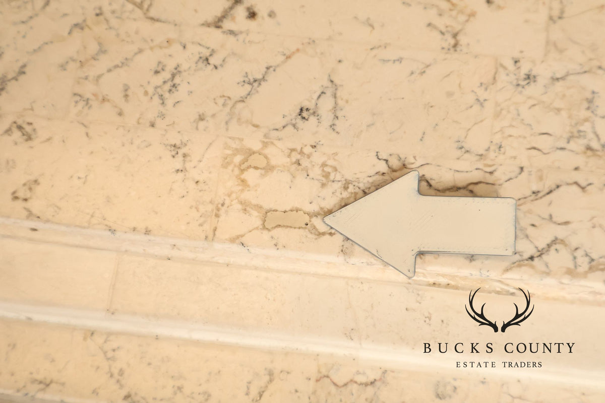 Neoclassical Style Travertine Console Table With Metal Stretcher