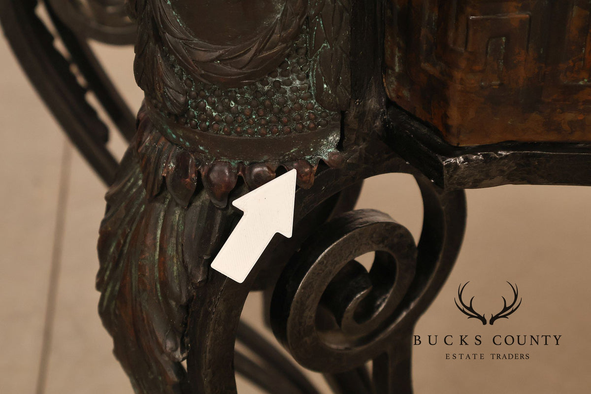Maitland Smith Greek Key Console Table With Tessellated Marble Top