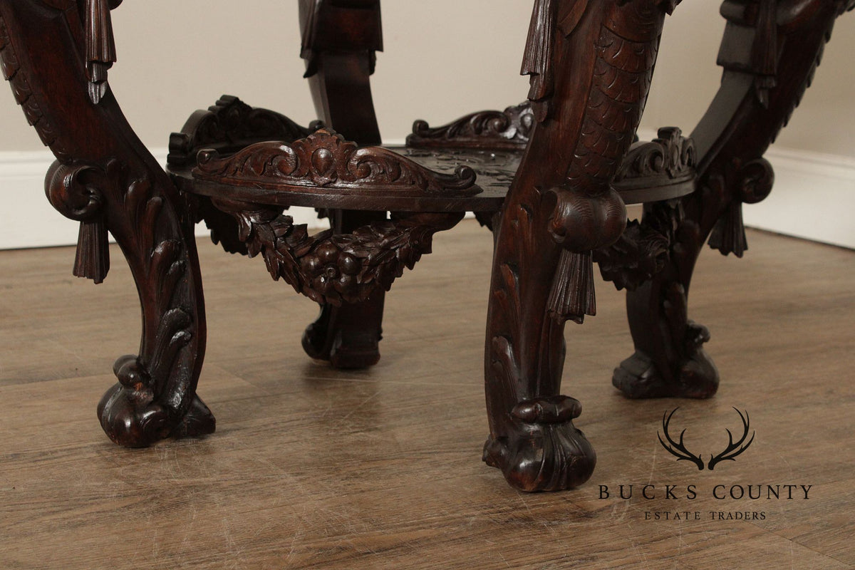 Antique Italian Renaissance Revival Carved Side Table