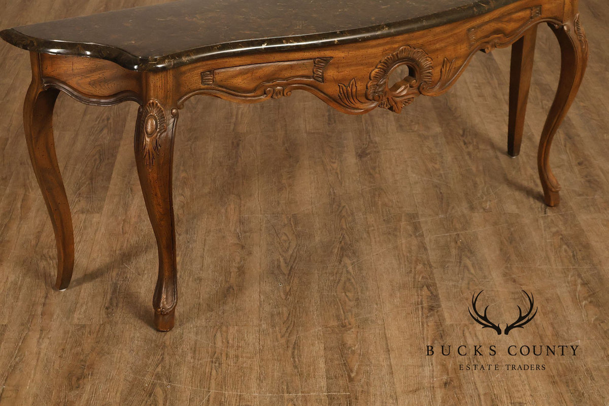 Italian Rococo Style Vintage Faux Marble Top Console