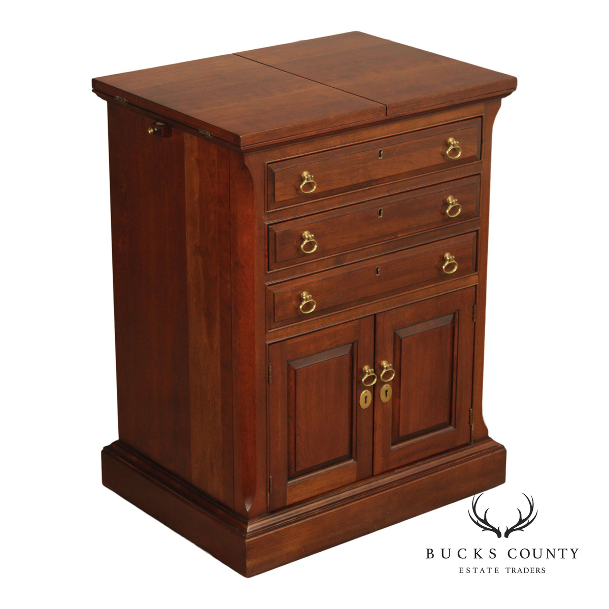 Pennsylvania House Cherry Flip Top Silver Chest Server Cabinet