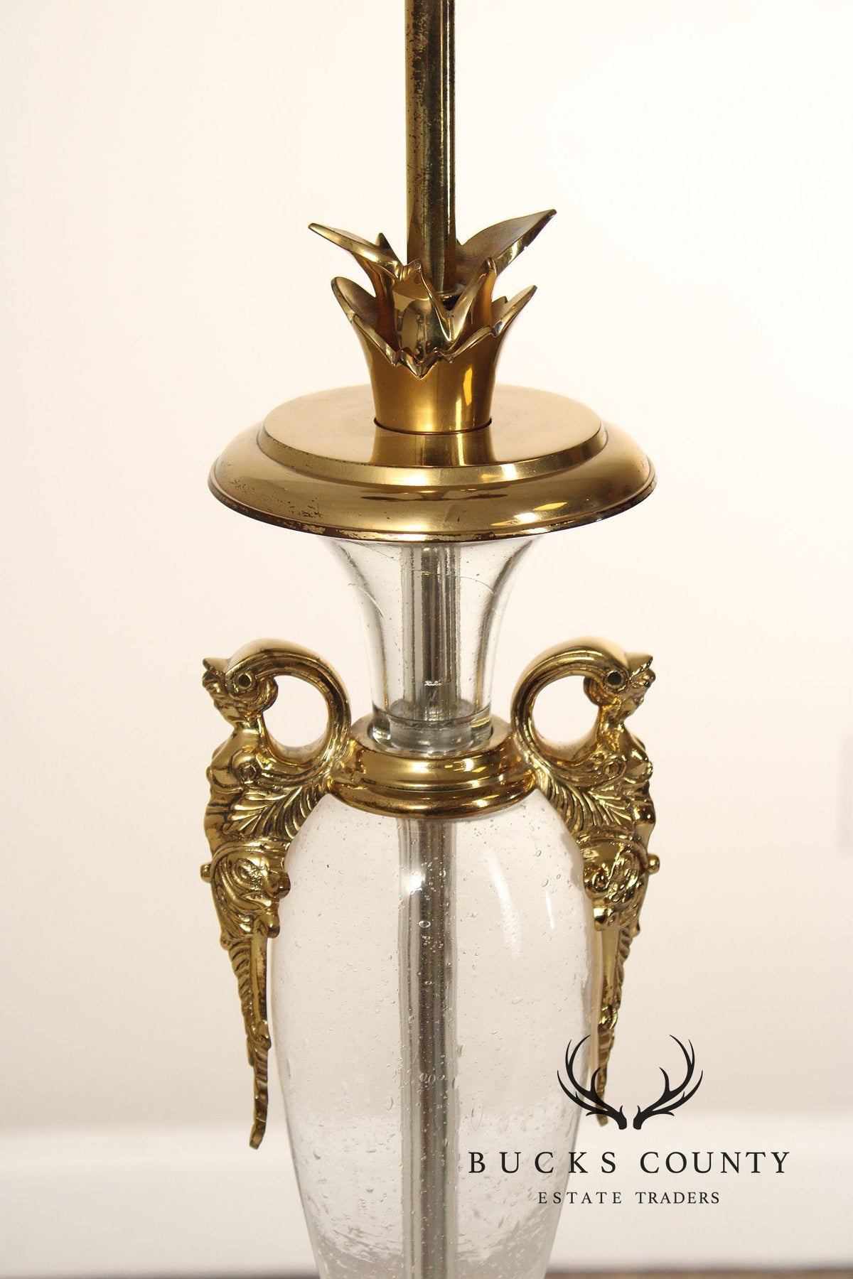 Chapman Pair of Brass and Glass Table Lamps