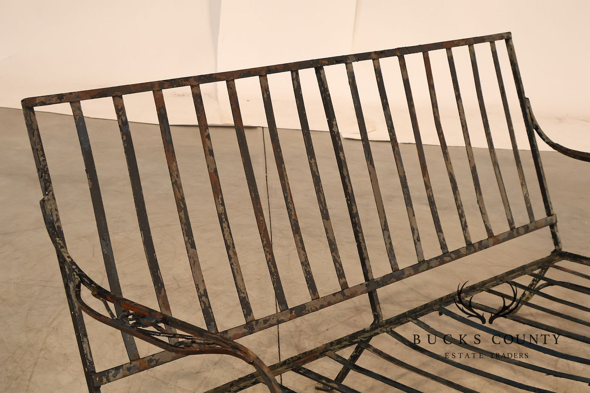 Vintage Wrought Iron Ivy Pattern Garden Bench