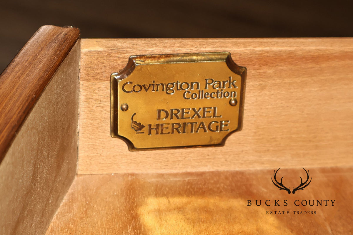 Drexel Heritage Covington Park Pair Of Mahogany Marble Top Bachelor Chests