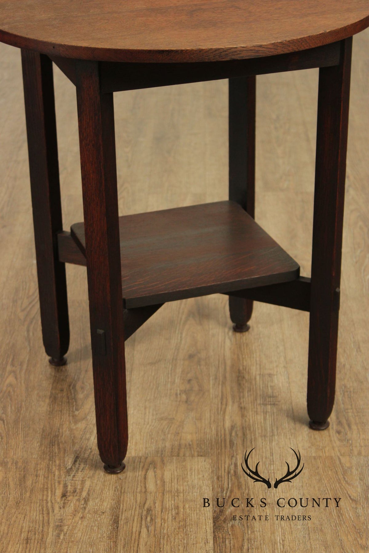 Stickley Brothers Antique Mission Oak Round Lamp Table