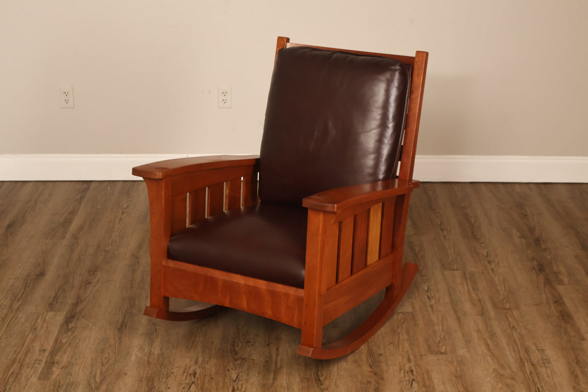 Stickley Mission Collection Cherry and Leather Rocker