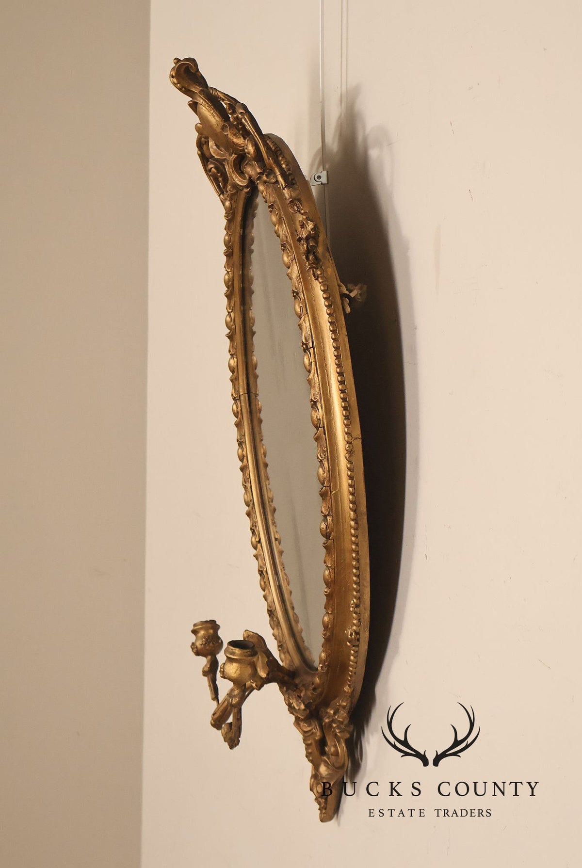 Antique French Giltwood Girandole Mirror