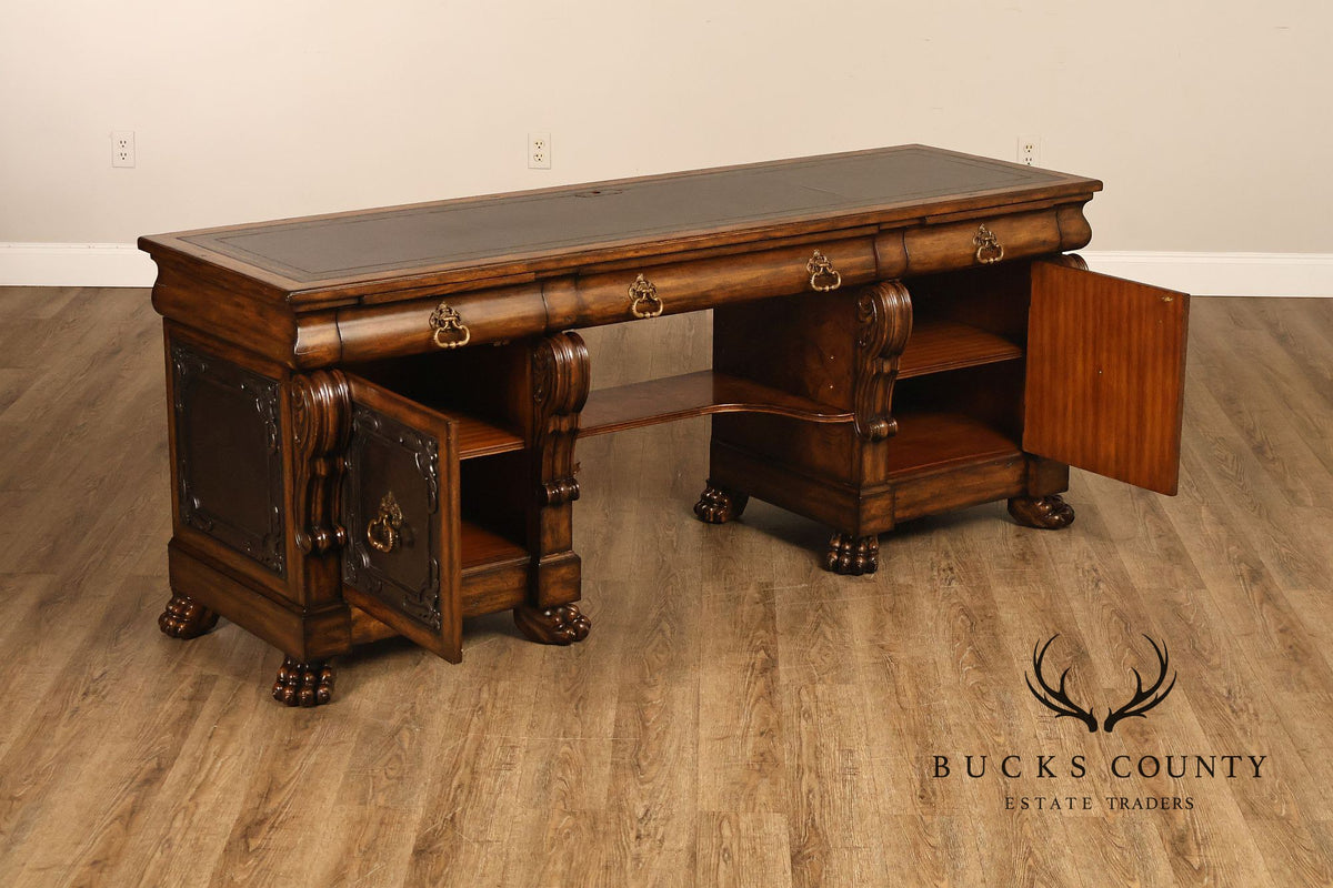 Maitland-Smith Leather Top Mahogany Executive Writing Desk