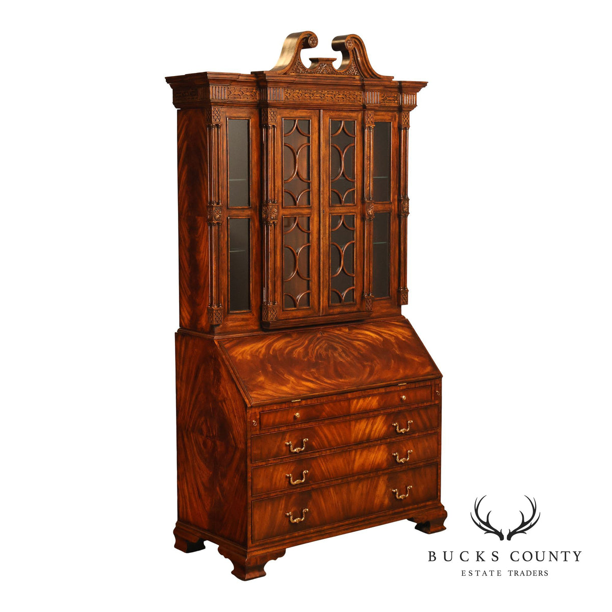 Maitland Smith Georgian Style Mahogany Secretary Bookcase