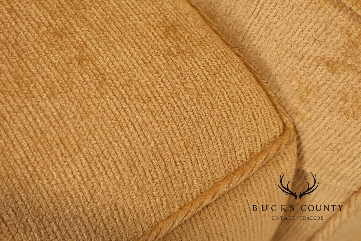 Traditional Gold Chenille Upholstered Three Cushion Sofa