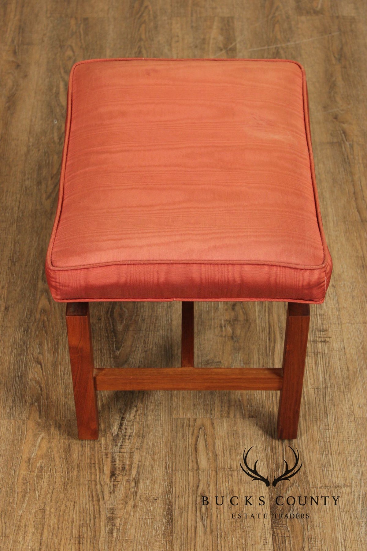 Jens Risom Mid Century Modern Pair Of Walnut Stools