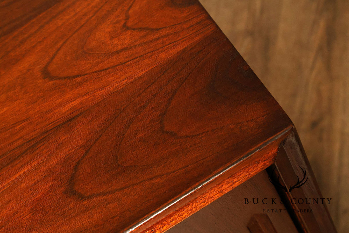 Mid Century Modern Walnut Buffet Sideboard With Decorative Tile Inlays