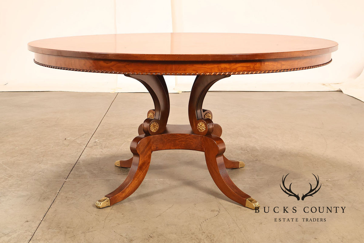 Francesco Molon Italian Neoclassical Style 60" Round Inlaid Burl Wood Dining Table