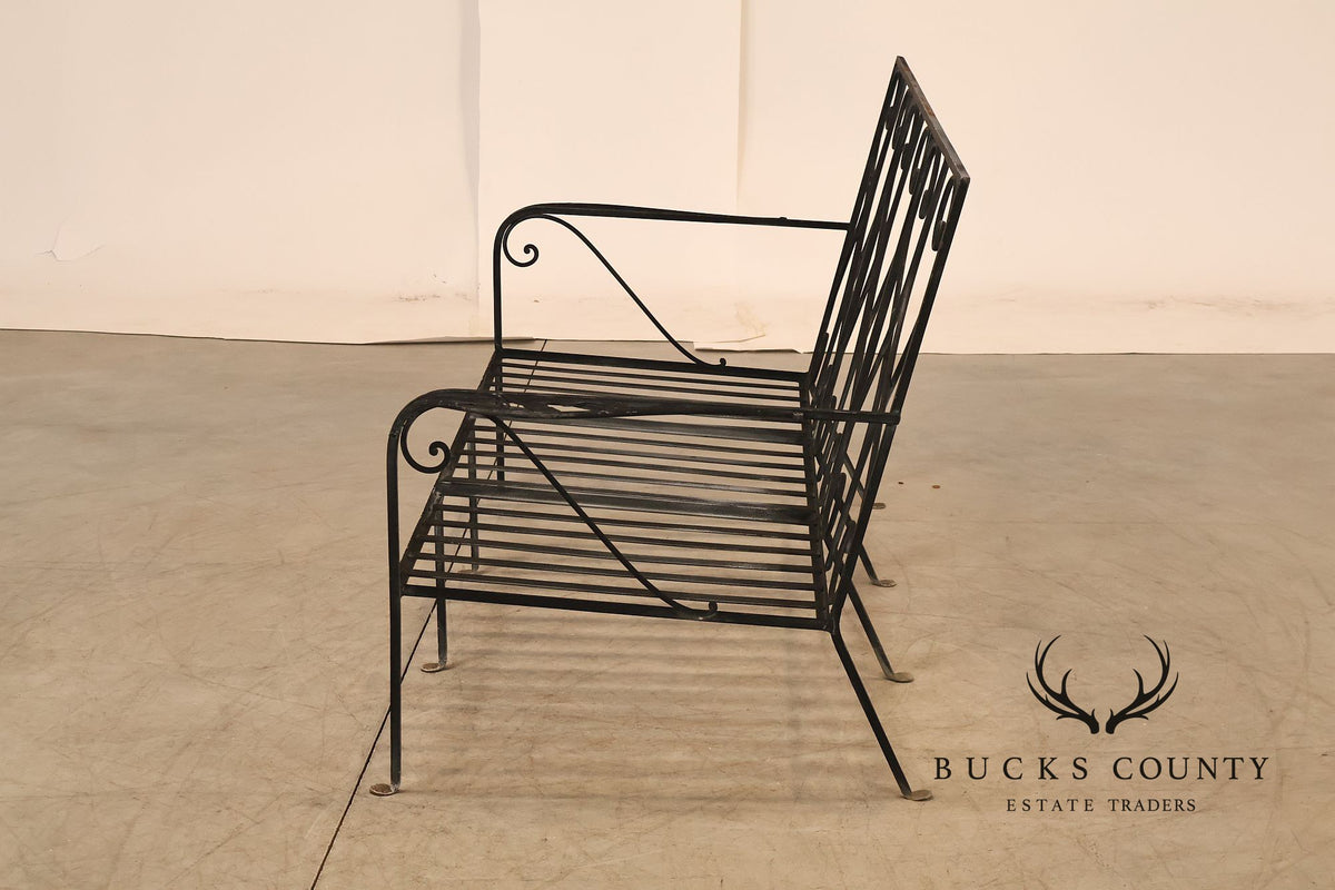 Vintage Wrought Iron Scrollwork Garden Bench