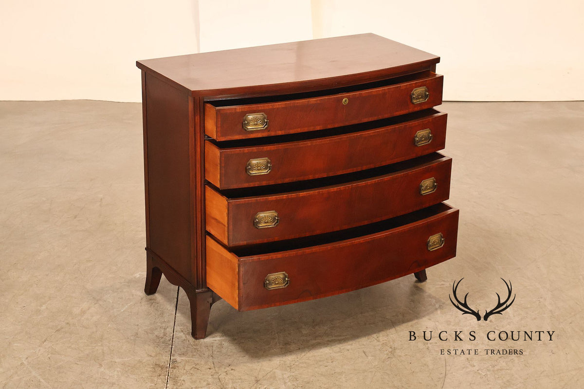 Drexel Pair Of Banded Mahogany Bow Front Bachelor Chests