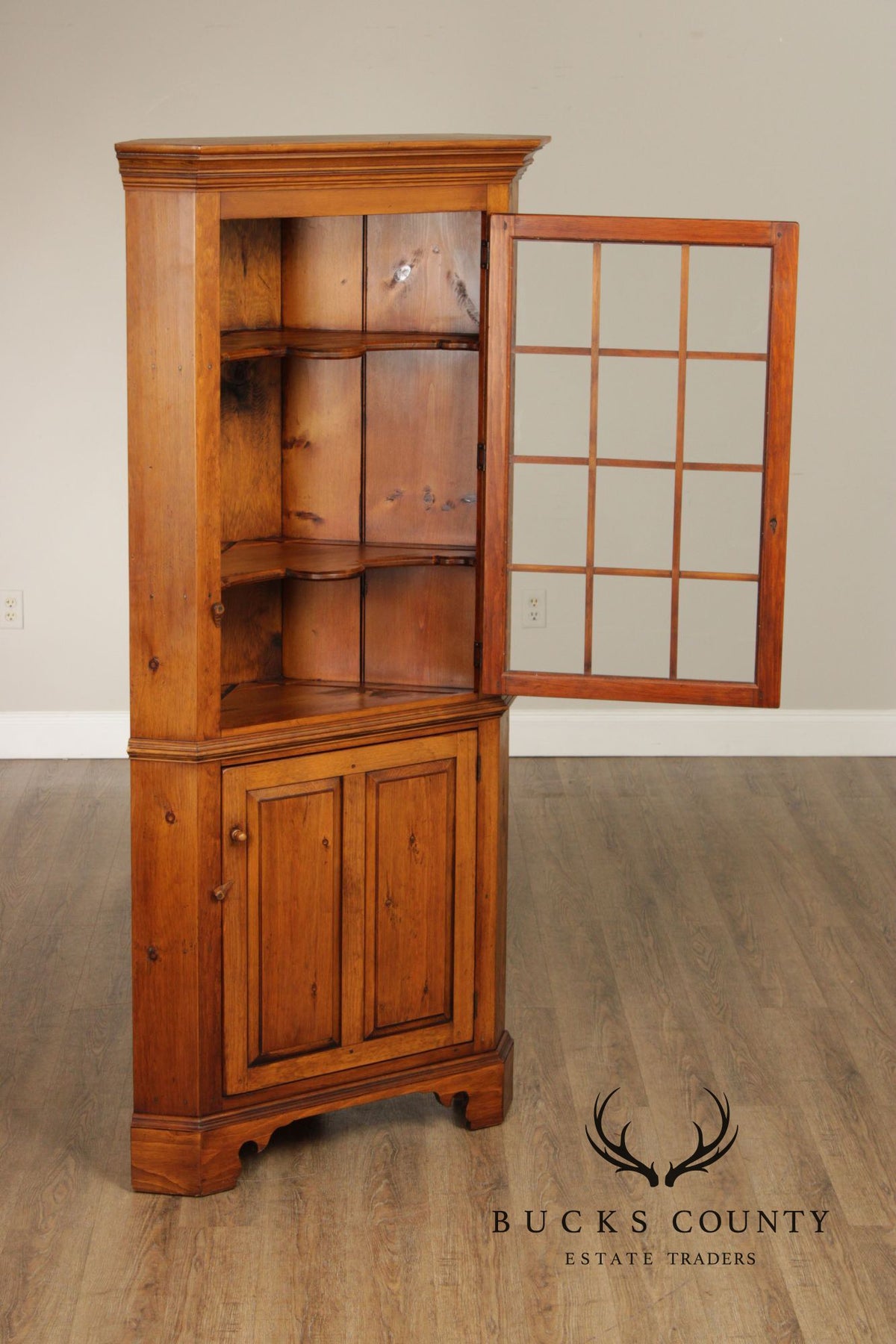 Custom Crafted Solid Pine Farmhouse Corner Cabinet