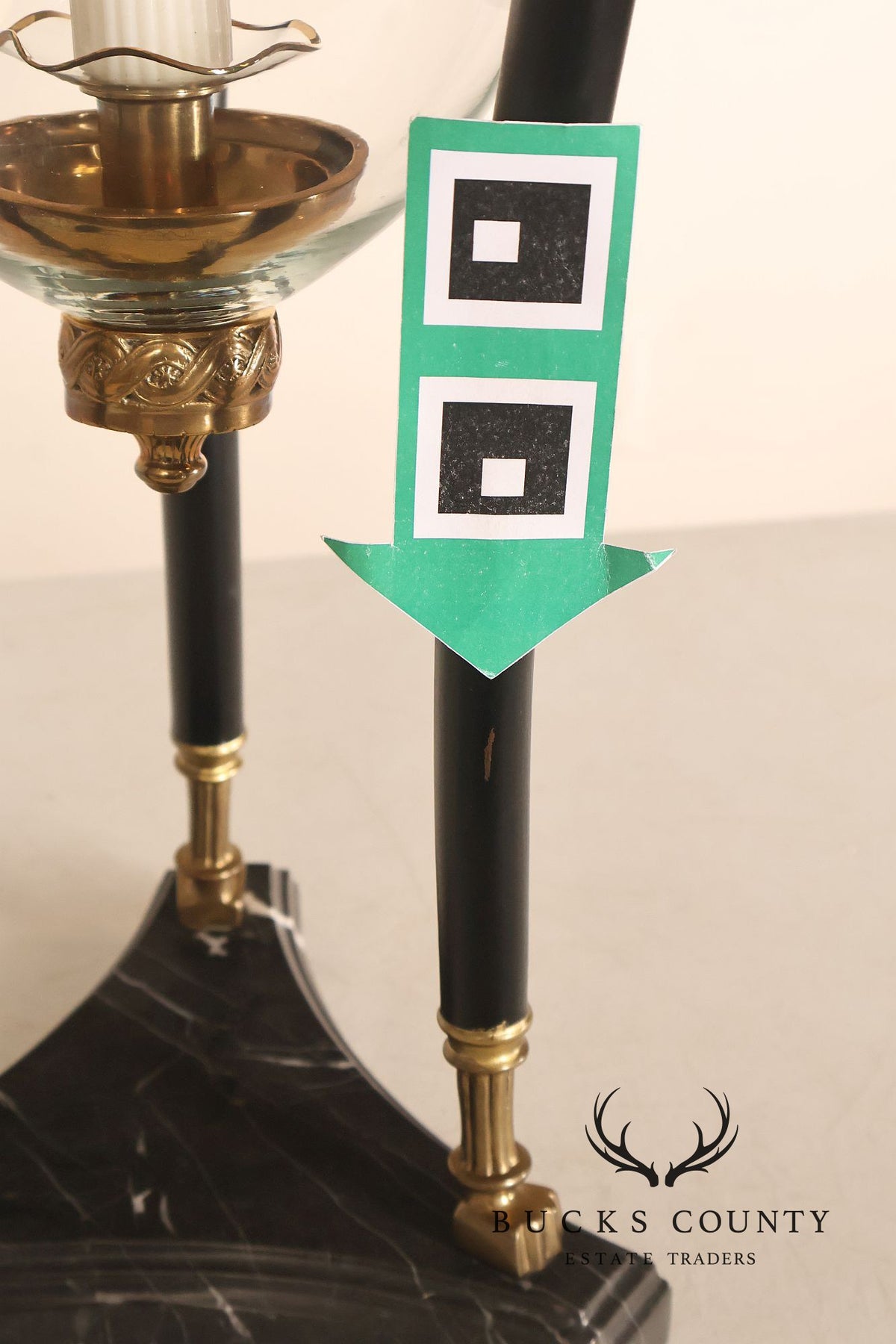 Empire Style Brass Swan And Marble Hurricane Candle Holder