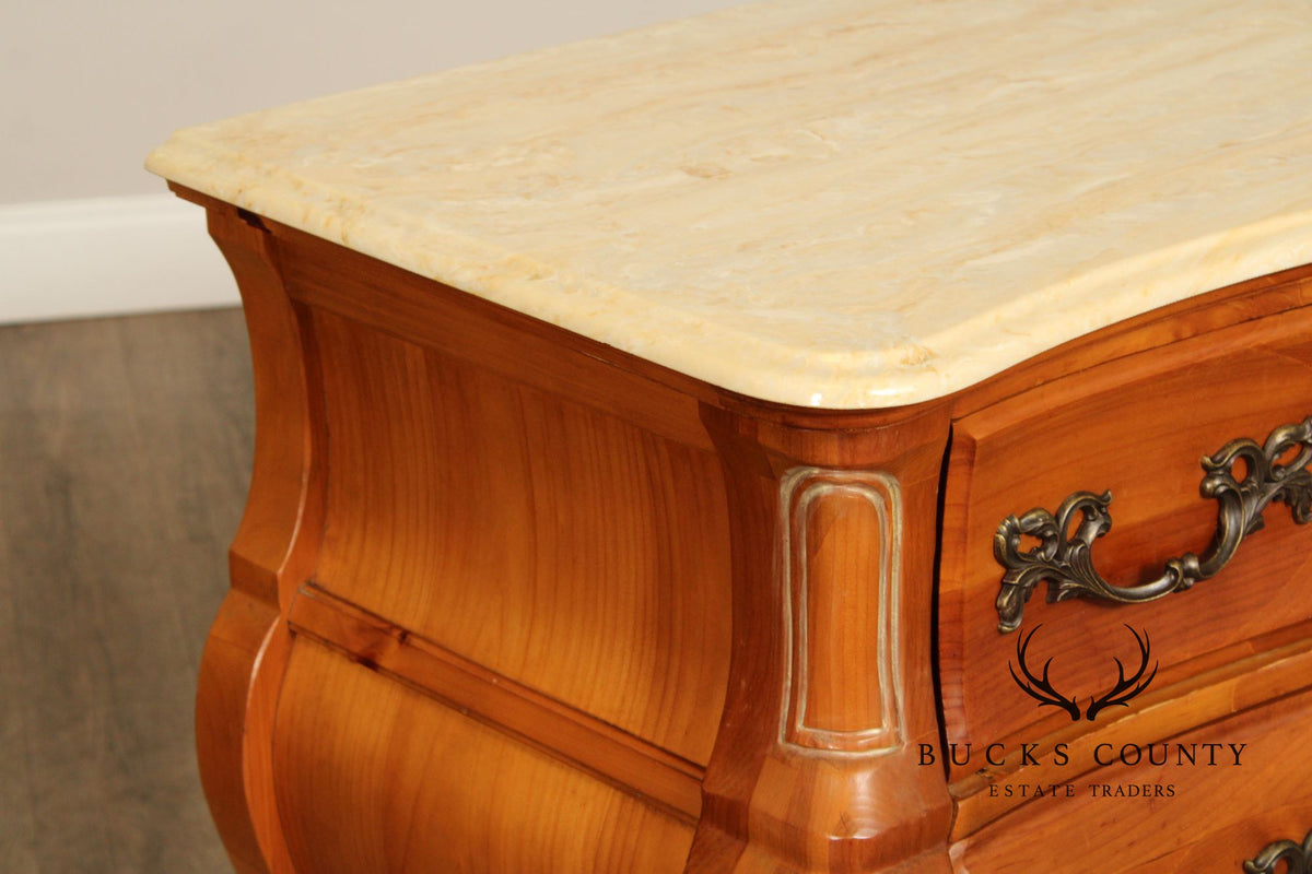 French Country Style Marble Top Pine Commode