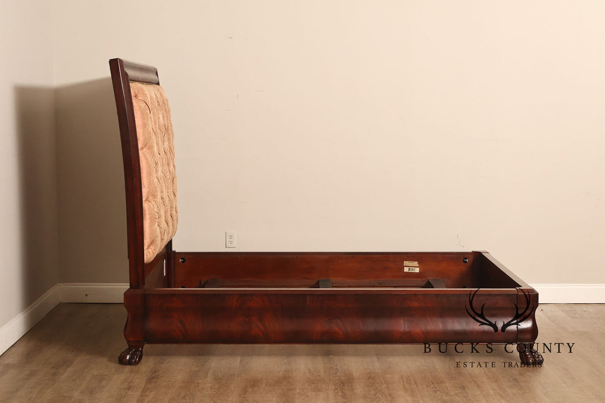 Henredon Mahogany Queen Bed with Tufted Upholstered Headboard