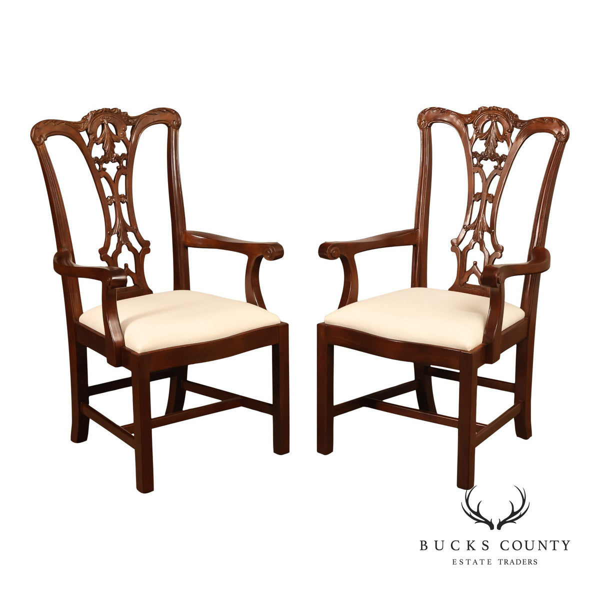 Scarborough House Chippendale Style Pair Of Mahogany Armchairs