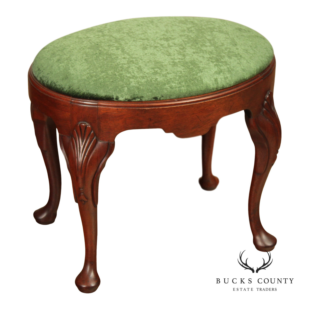 Hickory Chair Georgian Styler Carved Mahogany Vanity Bench Stool