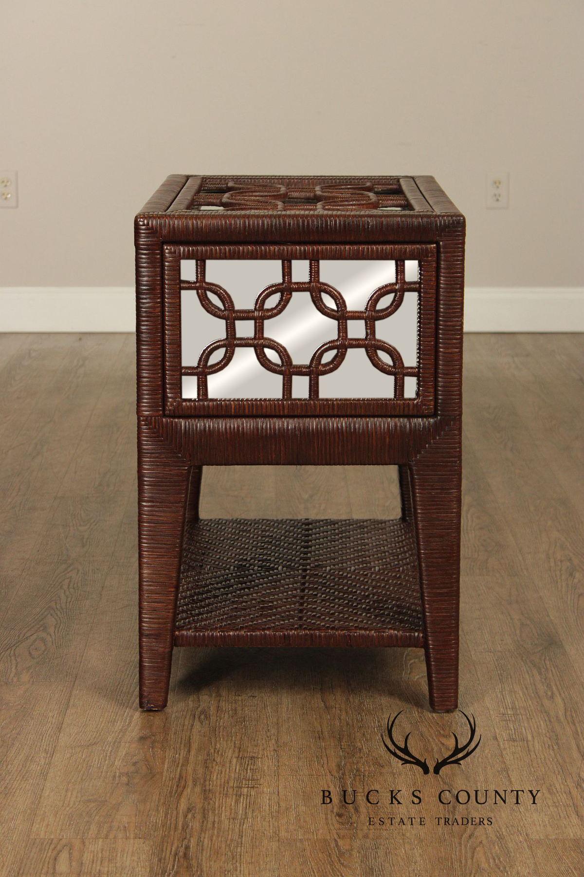Laneventure 'Excursions' Pair of Mirrored Wicker Nightstands
