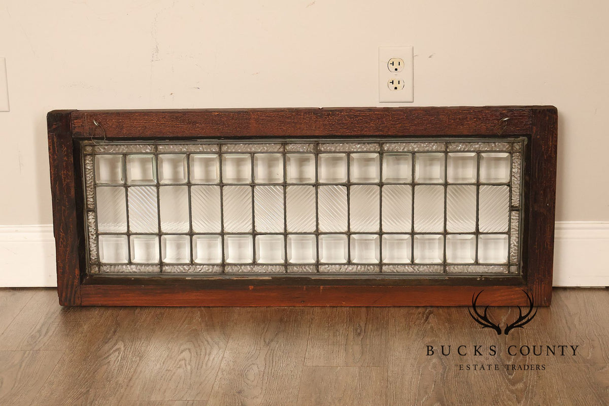 Arts & Crafts Leaded Glass and Oak Transom Window