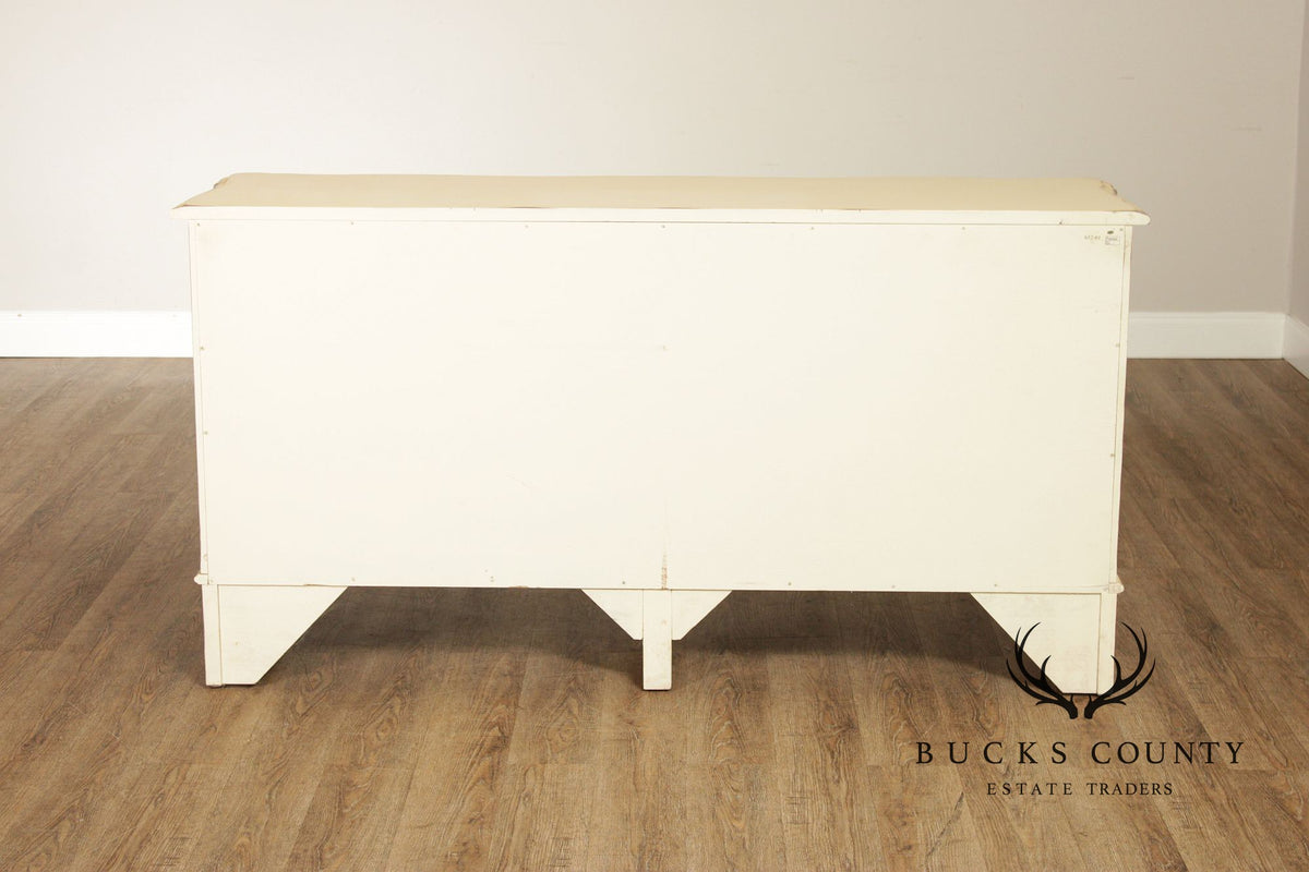 Lane French Provincial Style Distressed Cream Seven Drawer Dresser
